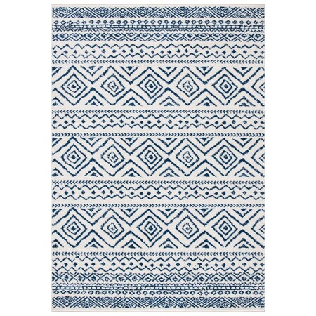Flowers First 2 x 15 ft. Tulum Bohemian & Contemporary Rectangle Power Loomed Rug Ivory & Navy FL2149450